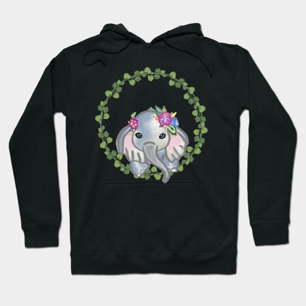 Cute Baby Elephants Hoodie by Art by Ergate